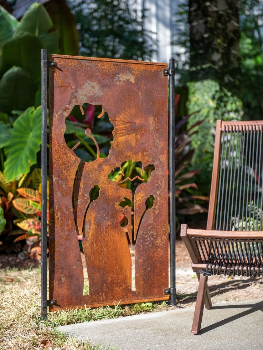 Poppy Corten Steel Screen 3 Poppy Corten Steel Screen