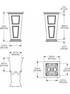 Fairfield Self-Watering Tall Patio Planters, 34” -Green Works Shop 8600109 11V tif