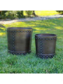 Riveted Planters, Set Of 2 -Green Works Shop 8610081 01v
