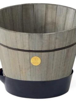 VegTrug® Build-a-Barrel Wooden Planter With Self-Watering Reservoir Tray, 18" -Green Works Shop 8610253 08V tif