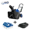 Snow Joe 24V-X2-SB18 48-Volt ION+ Cordless Snow Blower Kit | 18-Inch | W/ 2 X 4.0-Ah Batteries And Charger -Green Works Shop 8610667 01v snow joe cordless snow blower kit