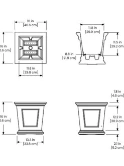 Fairfield Self-Watering Square Planter, 16” X 16” -Green Works Shop 8611695 19V tif