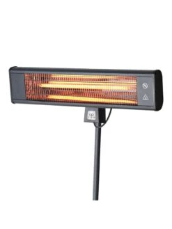 Sun Joe® 1500W Elec. Infrared OD Patio Heater, Adjust Ht. Range, W/Wall Bracket & Cover -Green Works Shop 8612532 01v