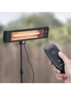 Sun Joe® 1500W Elec. Infrared OD Patio Heater, Adjust Ht. Range, W/Wall Bracket & Cover -Green Works Shop 8612532 07v