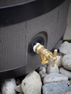 Round Rain Barrel With Planter, 35 Gallons -Green Works Shop 8612856BK 10V tif