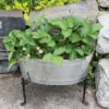 Achla Designs Mini Oval Galvanized Tub With Folding Stand -Green Works Shop 8612906 02v achla designs mini oval galvanized tub with folding stand