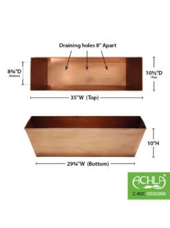 Achla Designs Plain Copper Plated Flower Box, Large -Green Works Shop 8612915 03v