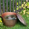 Hammered Copper Hose Pot With Lid -Green Works Shop 8613311 0102 hammered copper hose pot with lid
