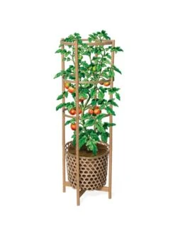 Elevated Bamboo Tomato Planter And Trellis -Green Works Shop 8613502 art flat